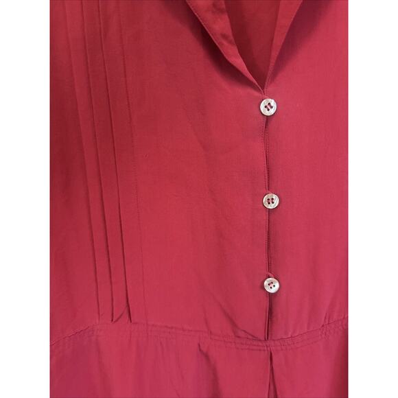 Vintage Barney Rippit Red Silk SS Dress Below Knee Gown M Hong Kong L Midi - Picture 4 of 4